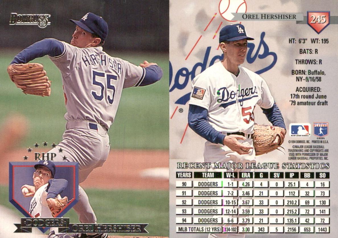1995 Donruss Baseball Orel Hershiser #245