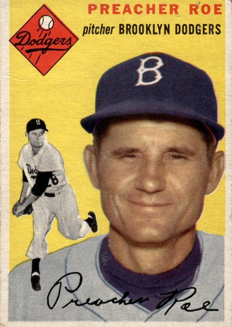 1954 Topps Baseball Preacher Roe #14 PSA 5.5
