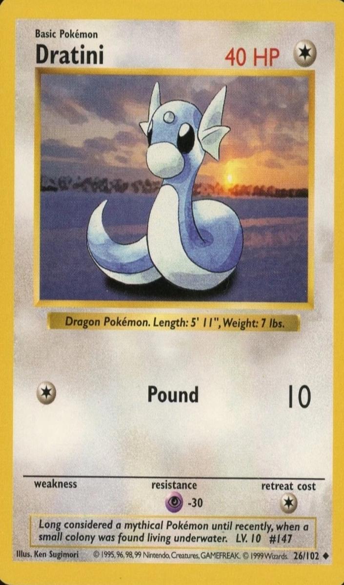 1999 Pokemon Base Set Shadowless Dratini #26