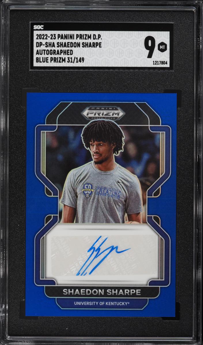 2022 Panini Prizm Draft Picks Basketball Blue Shaedon Sharpe #DP-SHA PSA 8.5