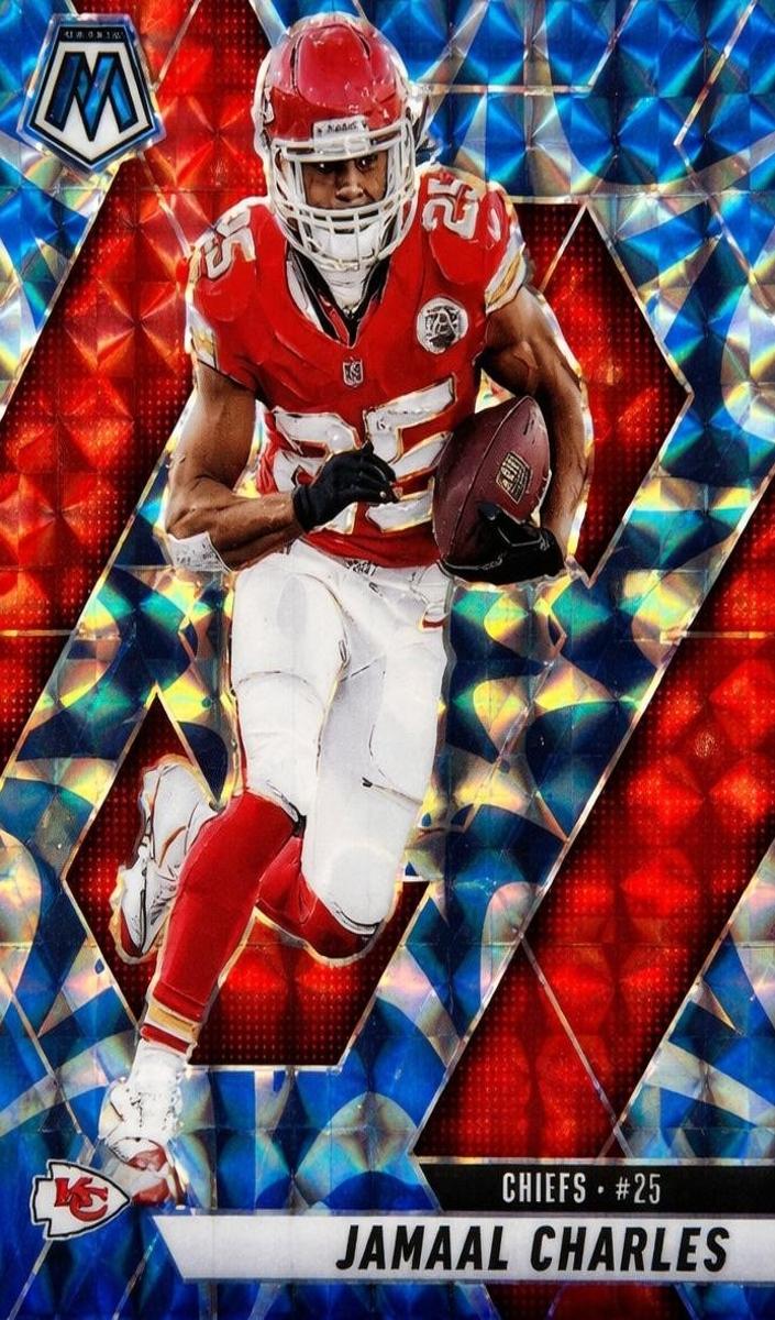 2025 Panini Mosaic Football Reactive Blue Jamaal Charles #18