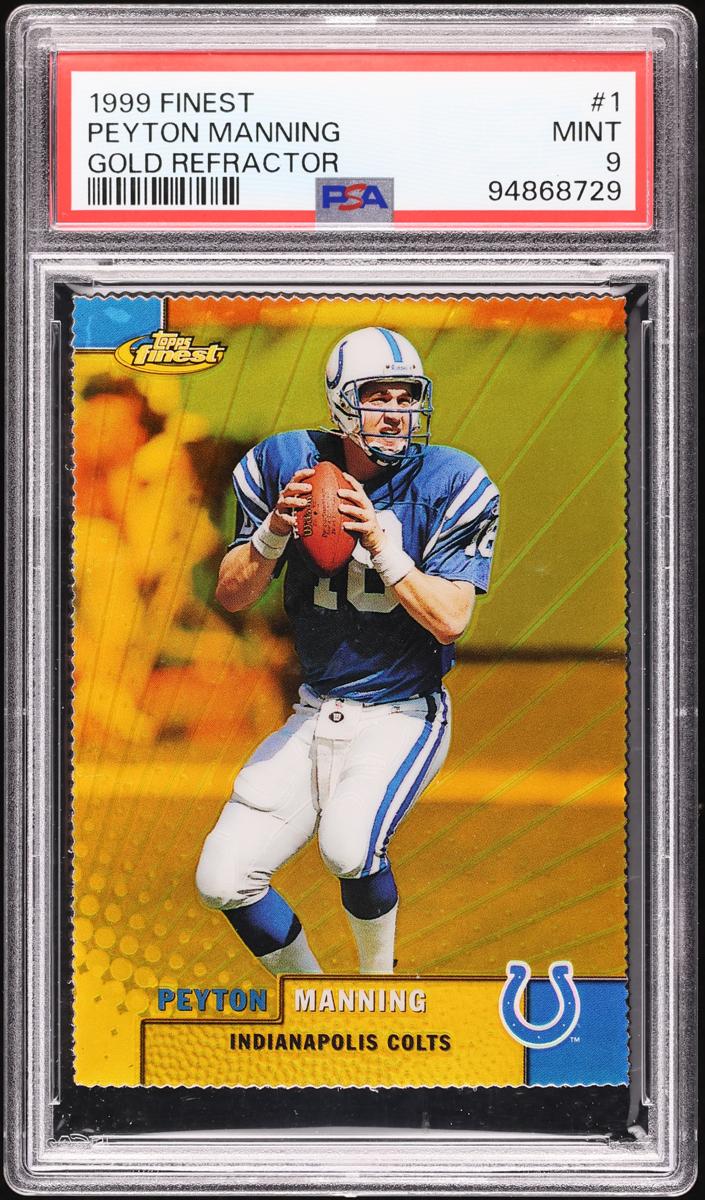 1999 Topps Finest Football Gold Refractor Peyton Manning #1 PSA 9