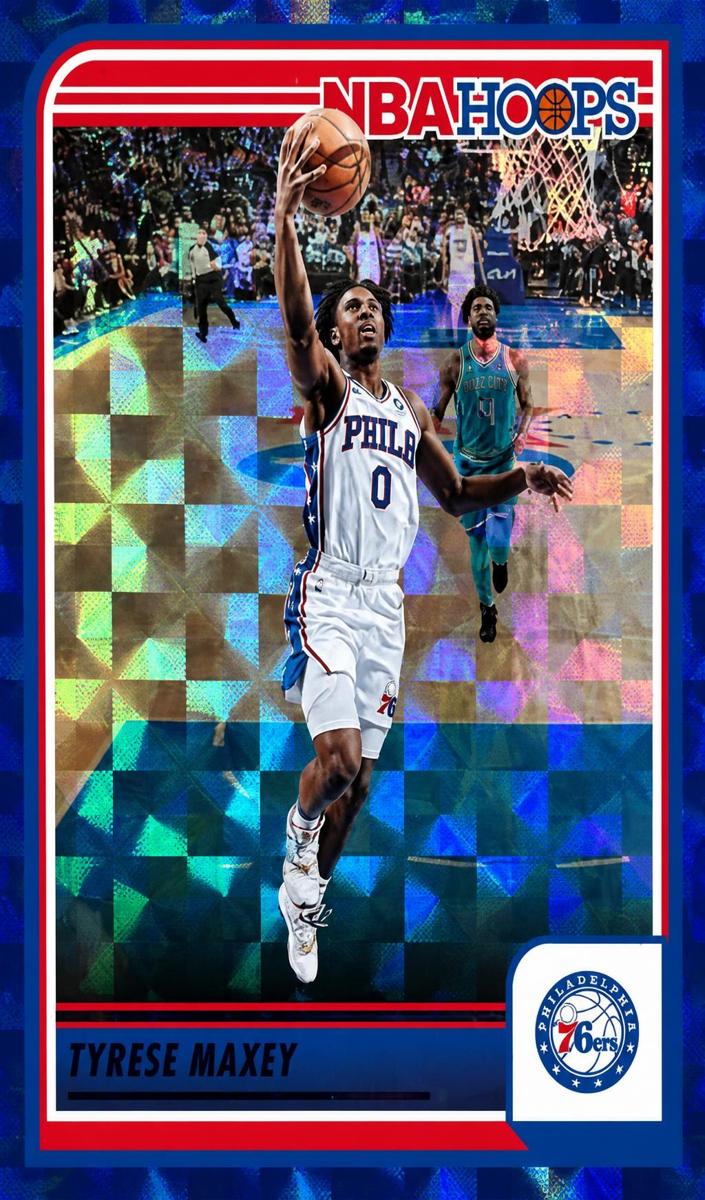 2023 Panini Hoops Basketball Hyper Blue Tyrese Maxey #66
