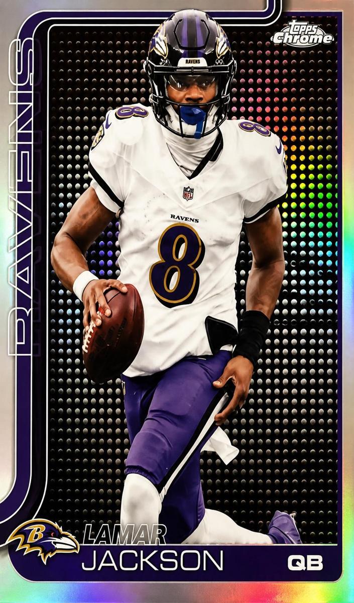 2025 Topps Chrome Football Lightboard Logo Variation Lamar Jackson #24
