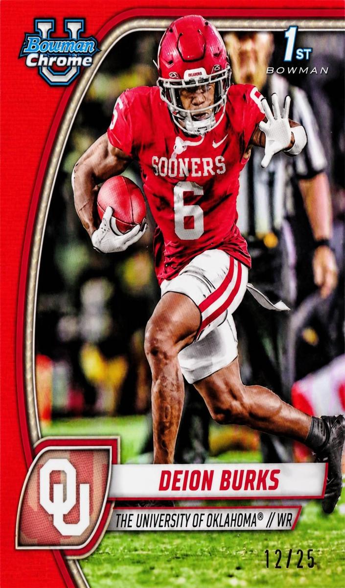 2024 Bowman Chrome University Football Orange Refractor Deion Burks #56