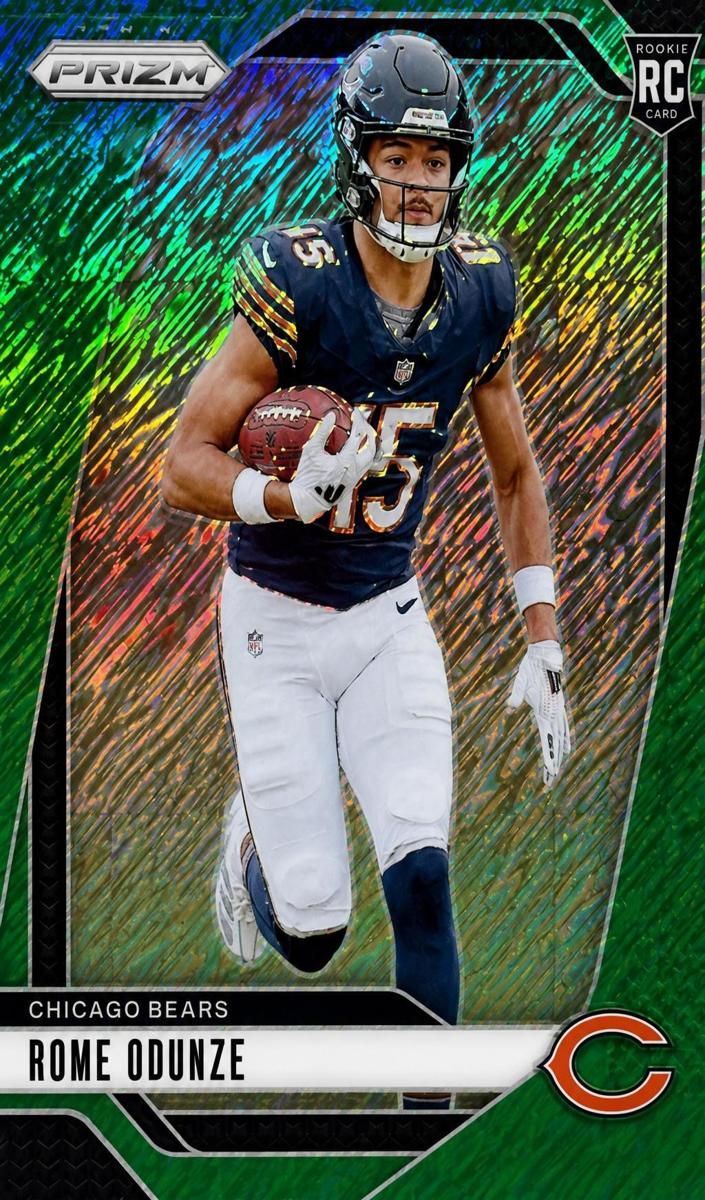 2024 Panini Prizm Football Green Shimmer Rome Odunze #385 PSA 8
