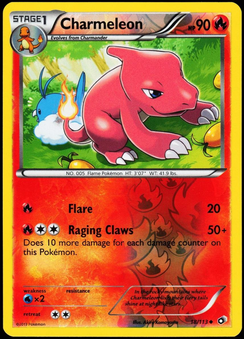 2013 Pokemon Black & White Legendary Treasures Reverse Holo Charmeleon #18 CGC 8.5