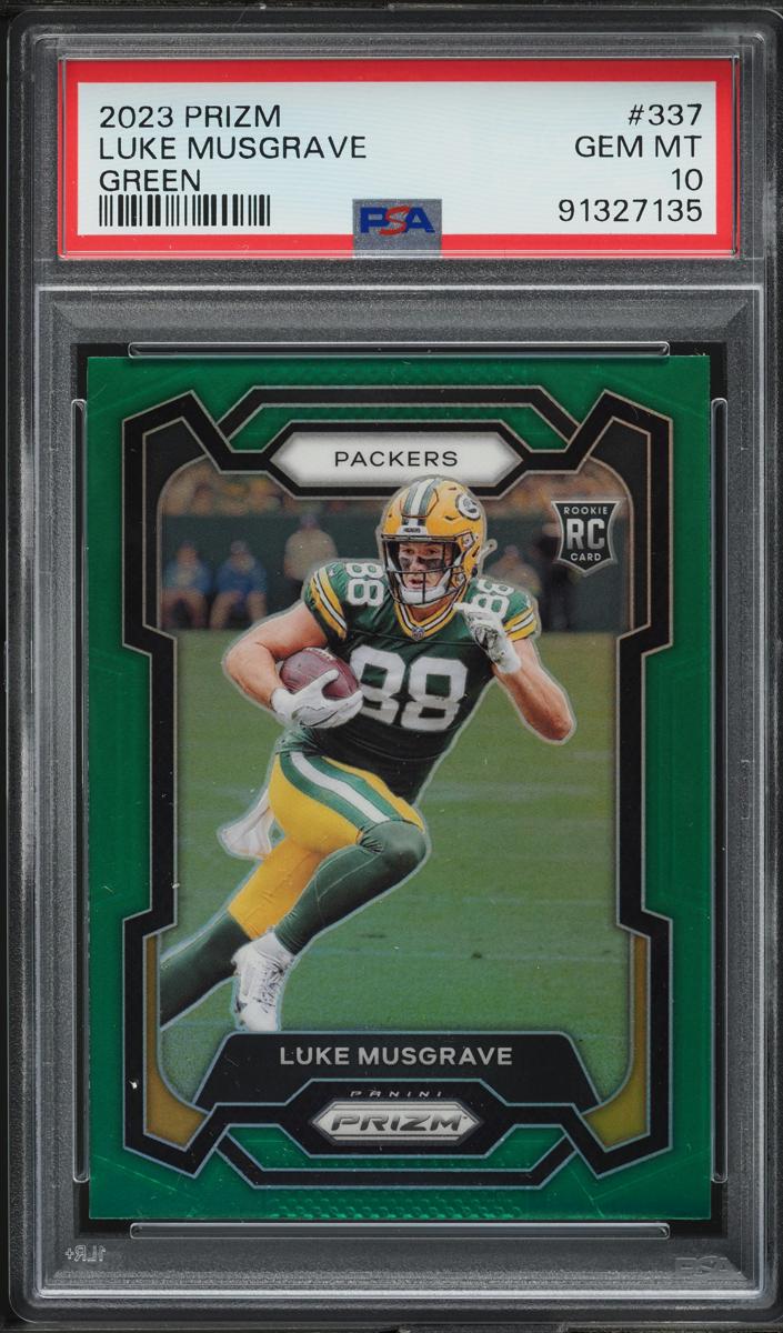 2023 Panini Prizm Football Green Luke Musgrave #337 PSA 10