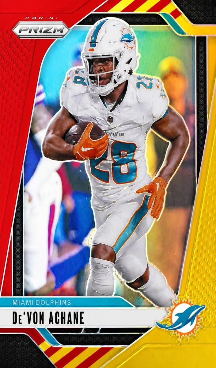 2024 Panini Prizm Football Red and Yellow De'Von Achane #176 PSA 8.5