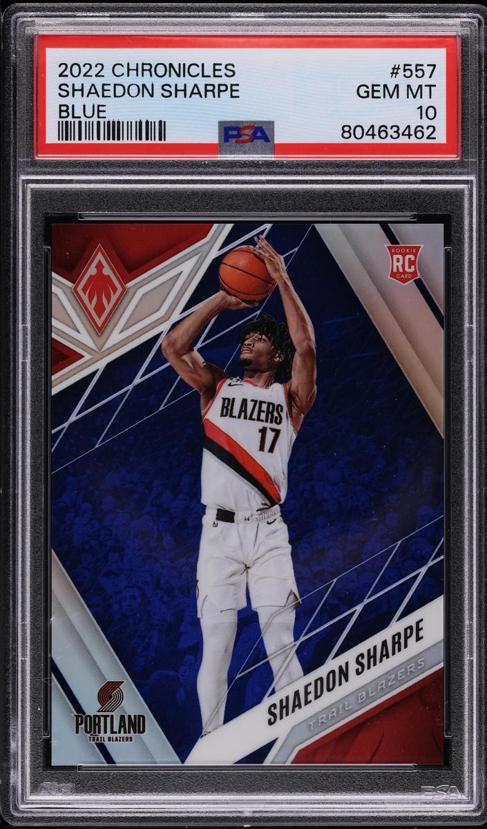2022 Panini Chronicles Basketball Blue Shaedon Sharpe #557 PSA 10
