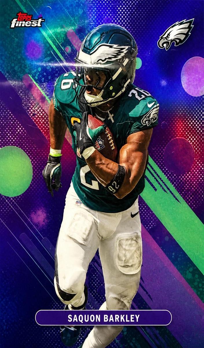 2025 Topps Finest Football Purple Refractor Saquon Barkley #78