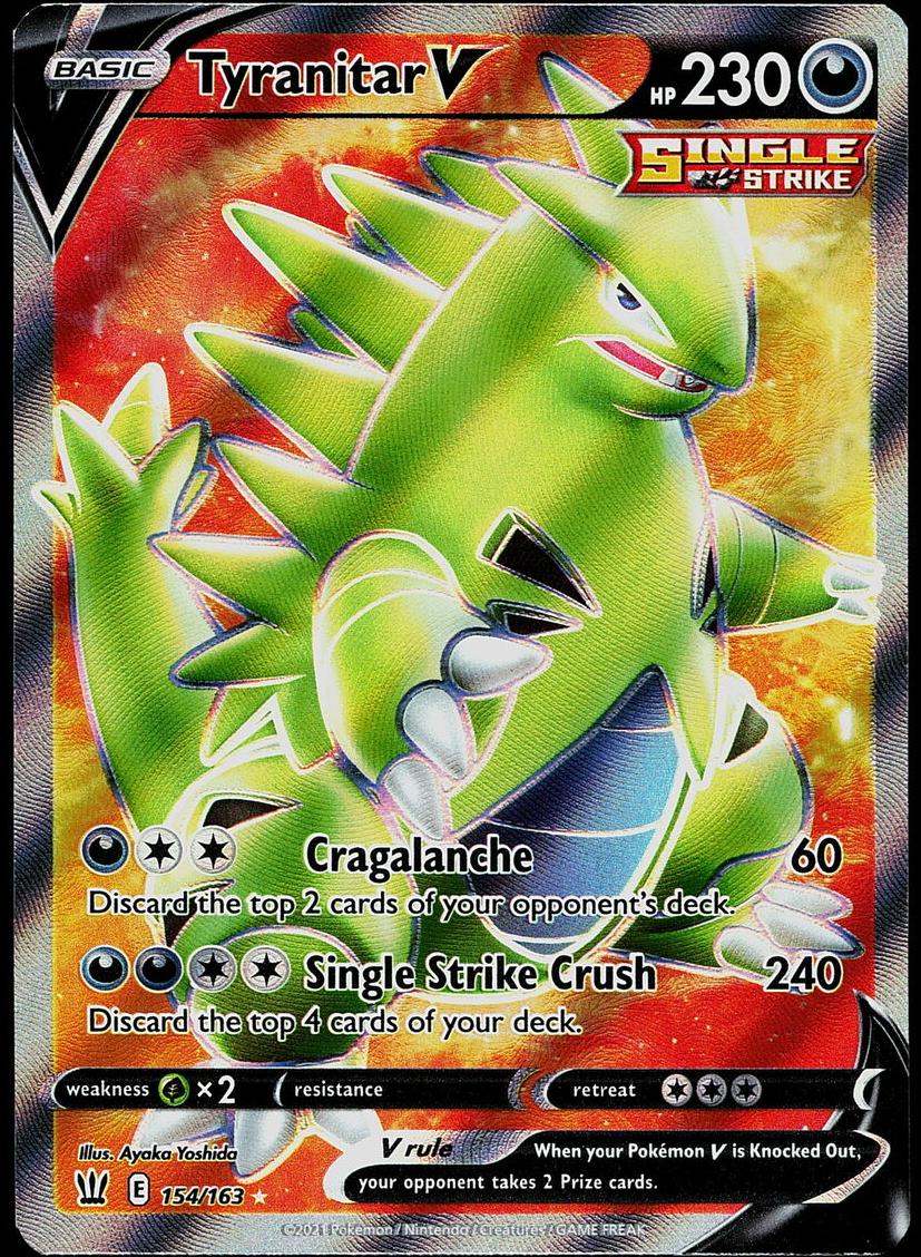 2021 Pokemon Battle Styles Full Art Tyranitar #154 PSA 9
