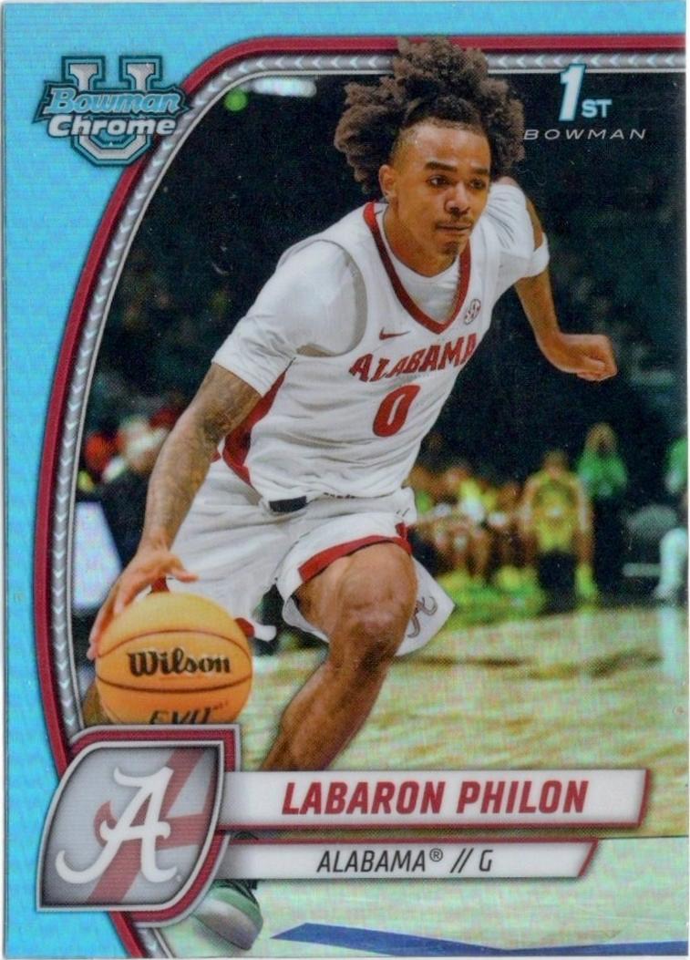 2024 Bowman Chrome University Basketball Sky Blue Refractor Labaron Philon #49