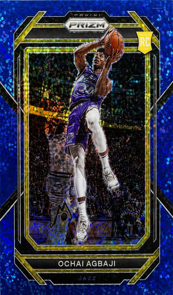 2022 Panini Prizm Basketball Blue Sparkle Ochai Agbaji #267