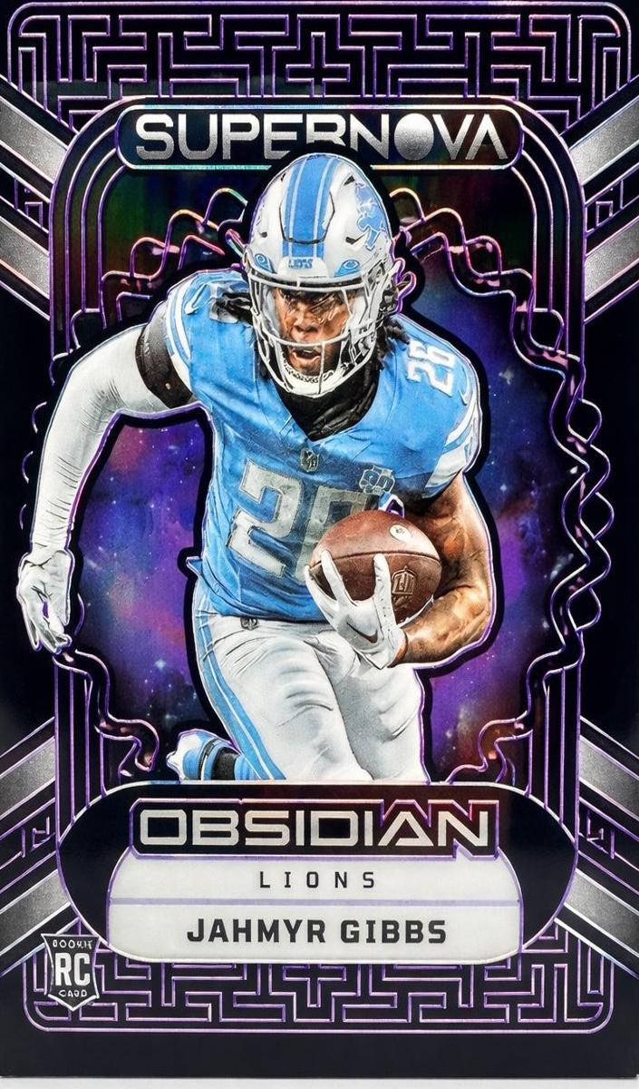 2023 Panini Obsidian Football Electric Etch Purple Jahmyr Gibbs #12 PSA 9