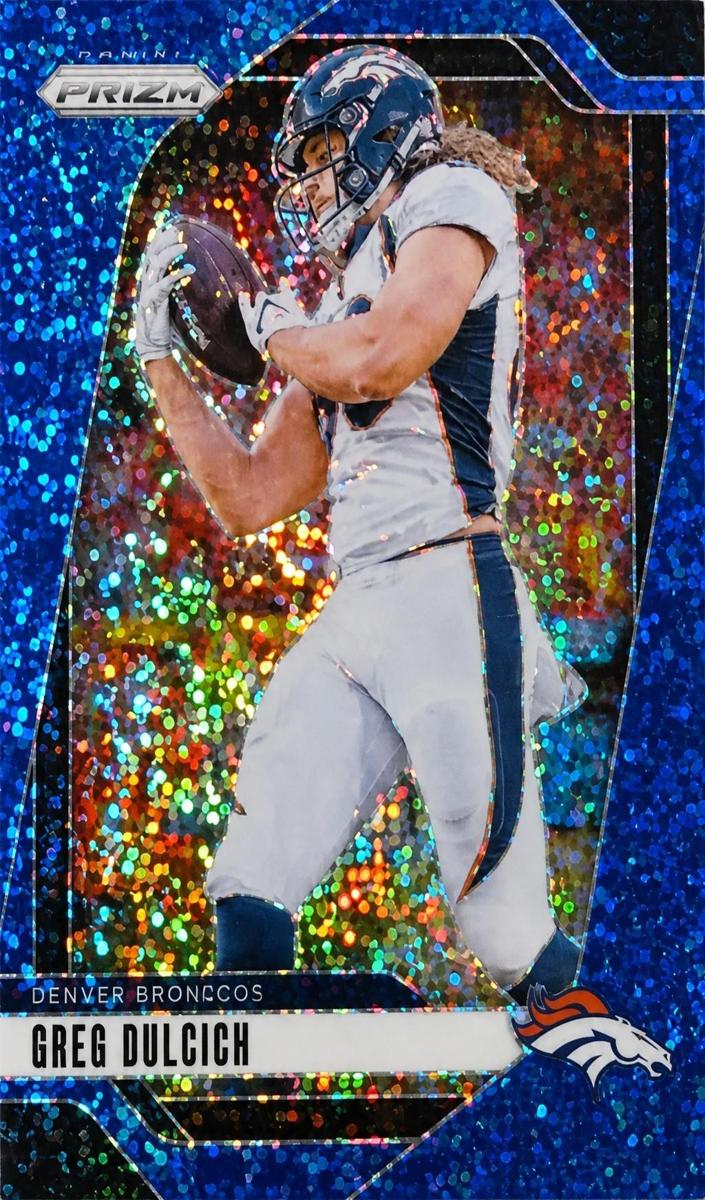 2024 Panini Prizm Football Blue Sparkle Greg Dulcich #85