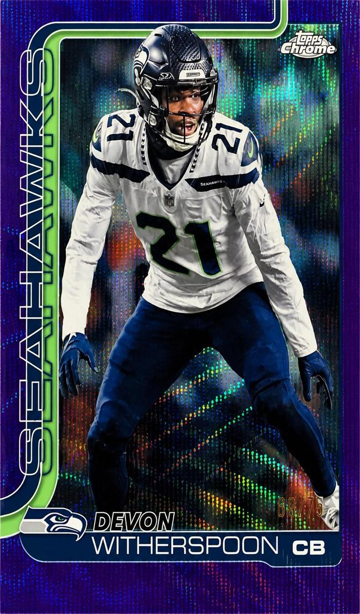 2025 Topps Chrome Football Purple Wave Refractor Devon Witherspoon #277