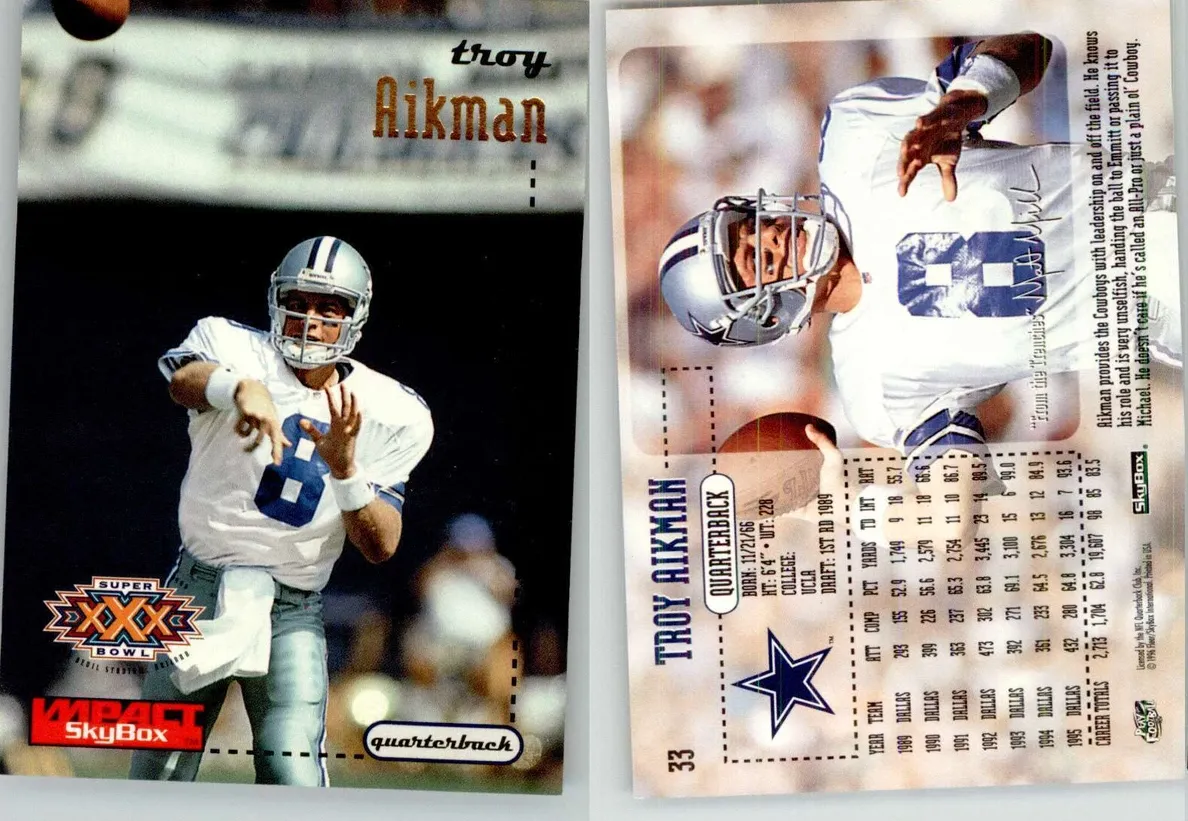 1996 Skybox Impact Football Troy Aikman #33 PSA 10
