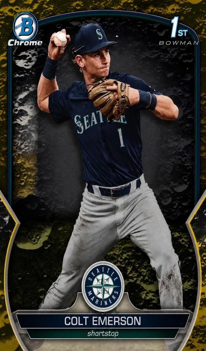 2023 Bowman Draft Chrome Baseball Yellow Lunar Crater Colt Emerson #BDC-42 PSA 10