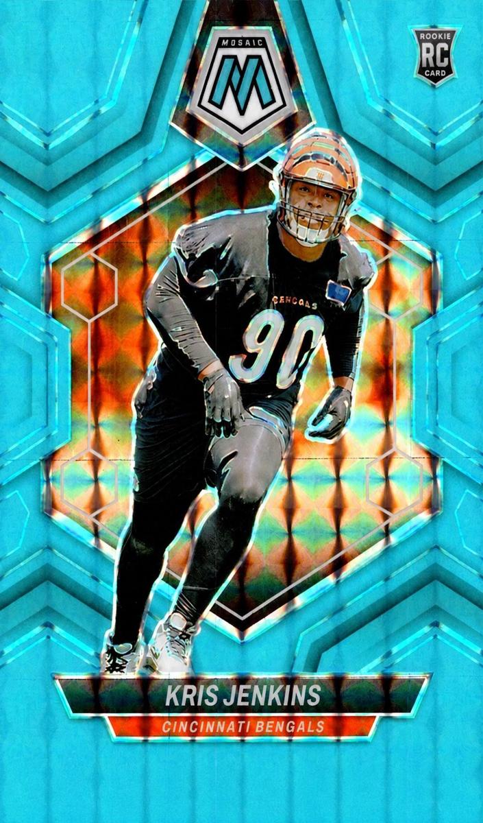 2024 Panini Mosaic Football Blue Fluorescent Kris Jenkins #348