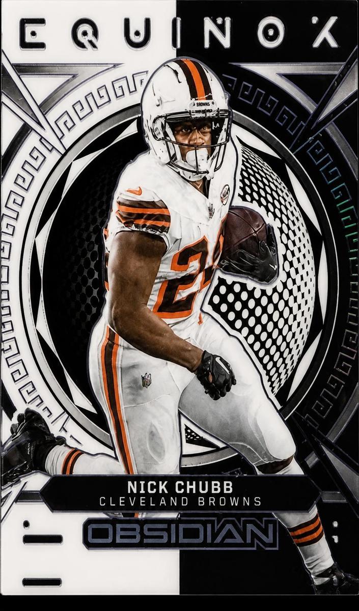 2023 Panini Obsidian Football Electric Etch Purple Nick Chubb #6