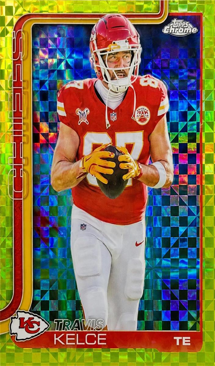 2025 Topps Chrome Football Lime Green X-Fractor Travis Kelce #150