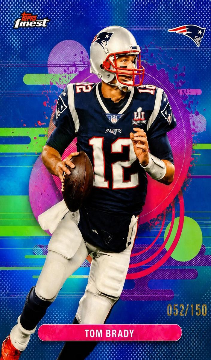 2025 Topps Finest Football Blue Refractor Tom Brady #197