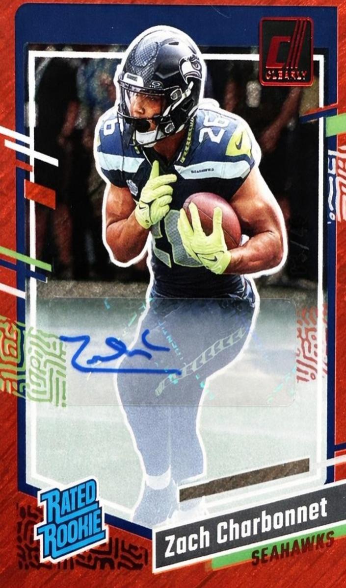 2023 Panini Clearly Donruss Football Red Zach Charbonnet #91 SGC 10