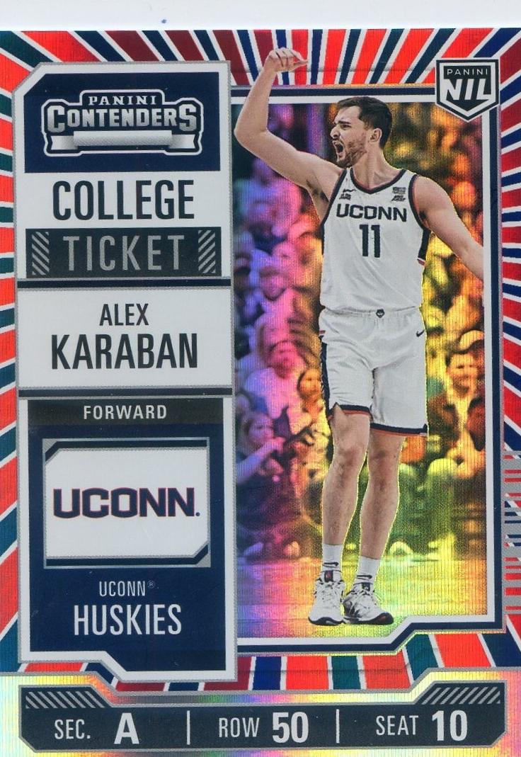 2024 Panini NIL University of Connecticut Basketball Red White and Blue Alex Karaban #15
