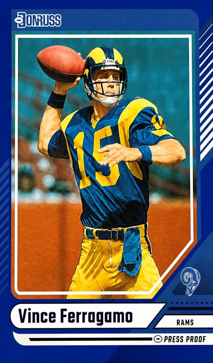 2024 Panini Donruss Football Press Proof Blue Vince Ferragamo #17