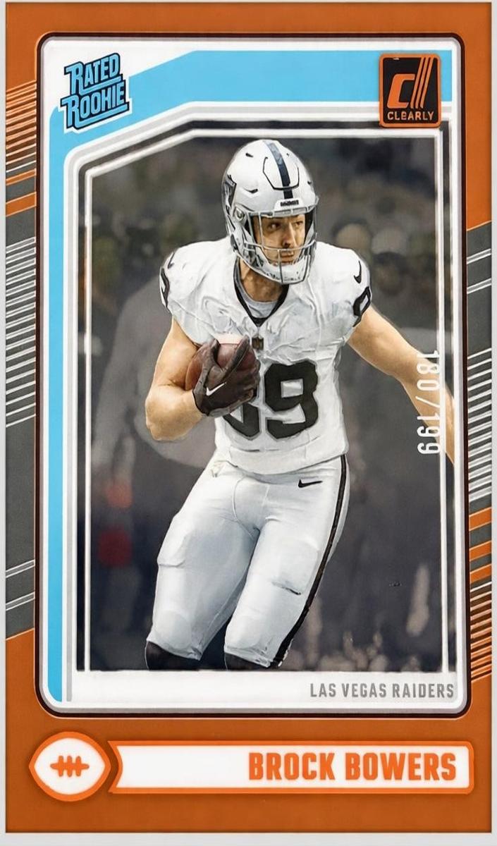 2024 Panini Clearly Donruss Football Orange Brock Bowers #57 PSA 9
