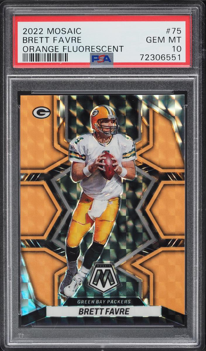 2022 Panini Mosaic Football Orange Fluorescent Brett Favre #75 PSA 10