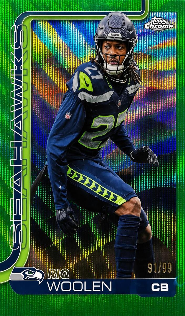 2025 Topps Chrome Football Green Wave Refractor Riq Woolen #278