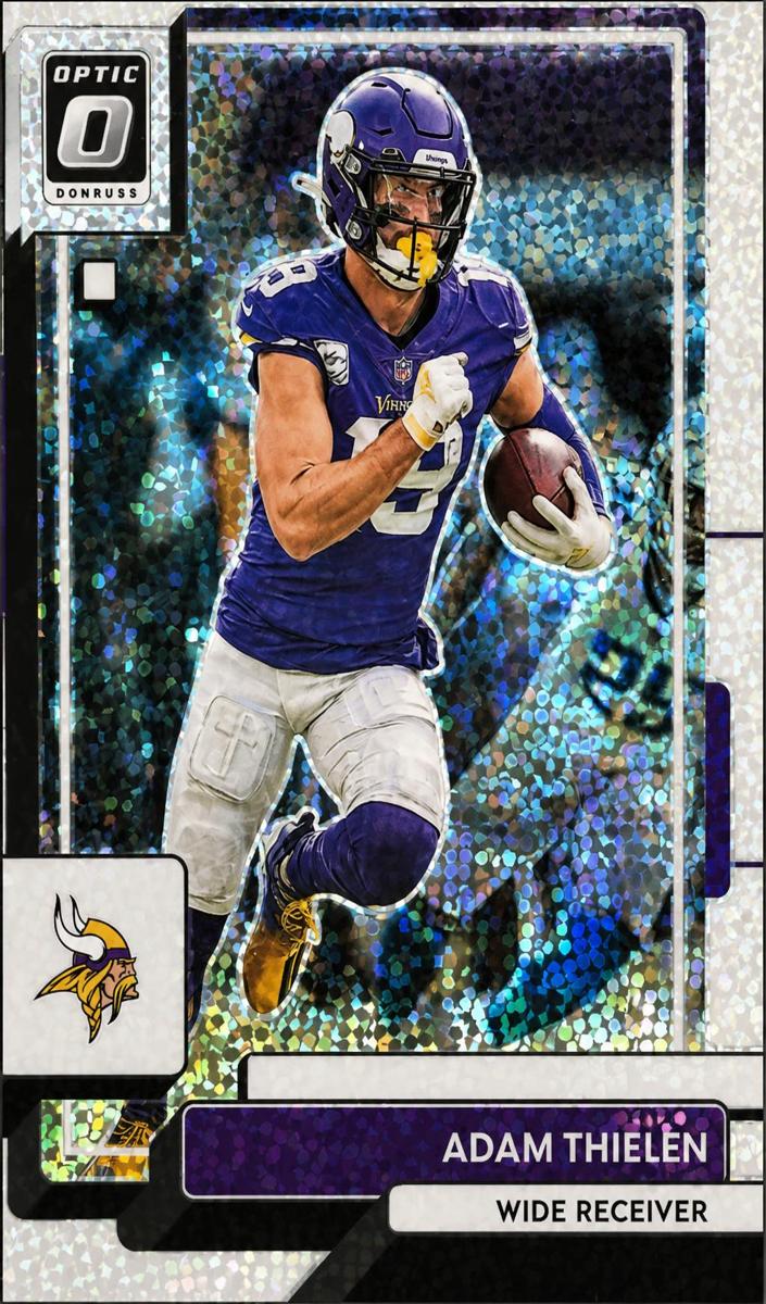 2022 Donruss Optic Football White Sparkle Adam Thielen #130 PSA 8.5