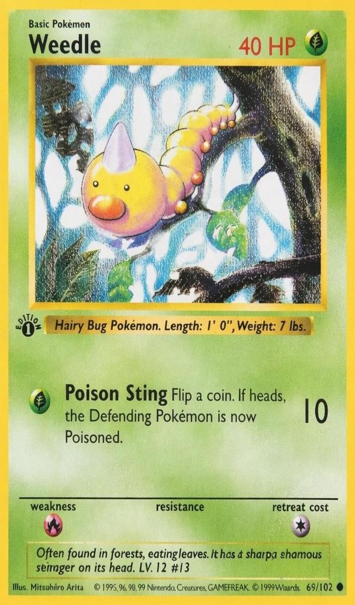1999 Pokemon Base Set 1st Edition Weedle #69 PSA 10
