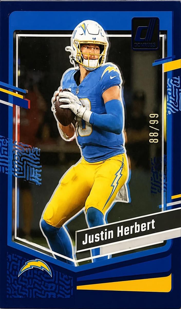 2023 Panini Clearly Donruss Football Blue Justin Herbert #29