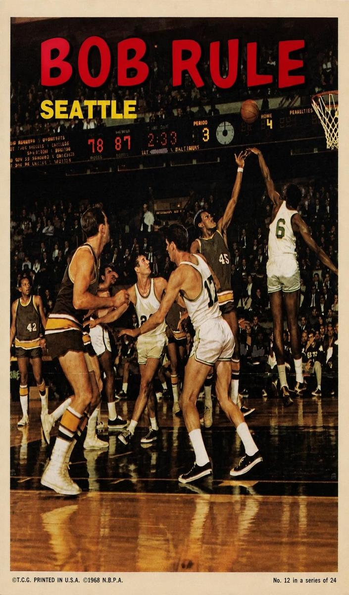 1970 Topps Poster Basketball Bob Rule #12