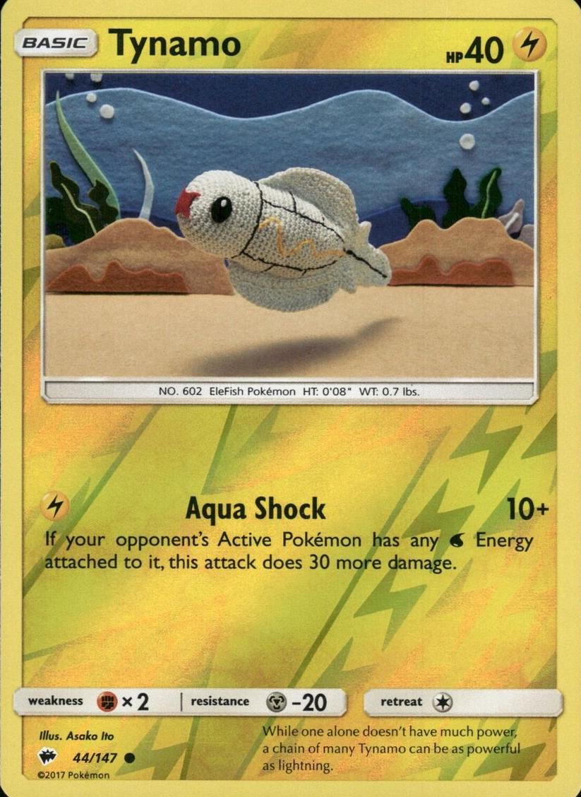 2017 Pokemon Sun & Moon Burning Shadows Reverse Holo Tynamo #44
