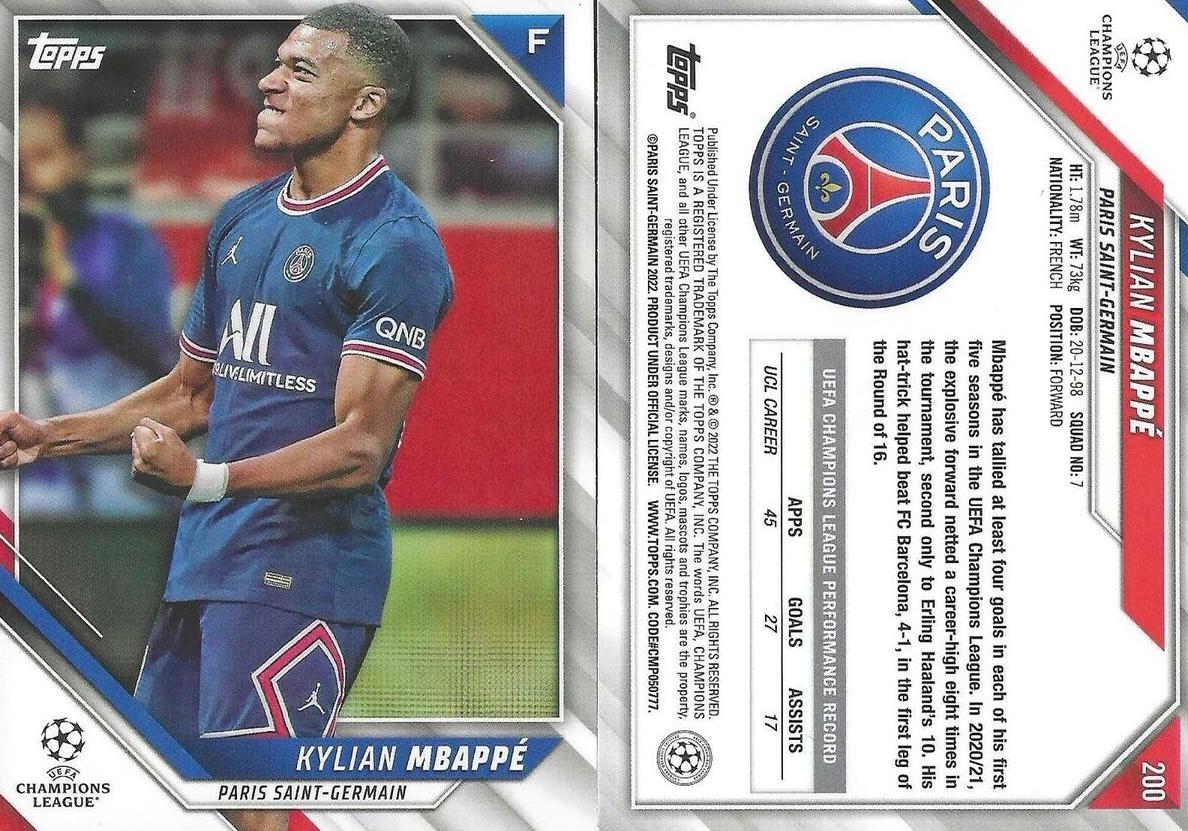 2021 Topps UEFA Champions League Soccer Kylian Mbappe #200