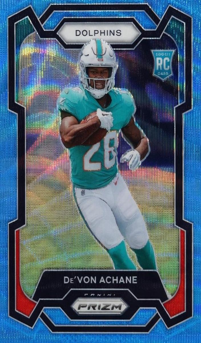 2023 Panini Prizm Football Blue Wave De'Von Achane #365