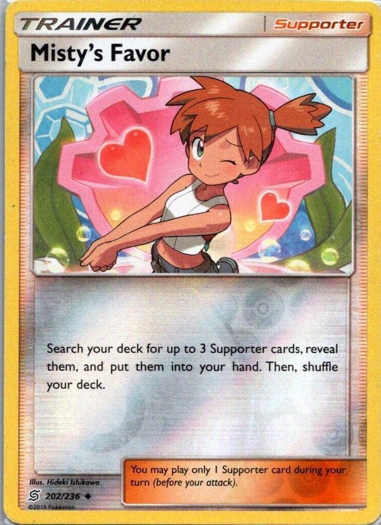 2019 Pokemon Sun & Moon Unified Minds Reverse Holo Misty's Favor #202 PSA 8