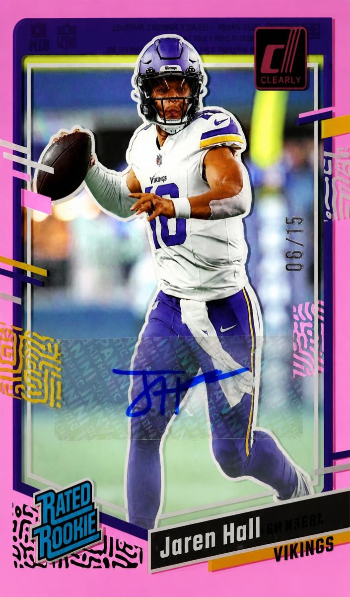 2023 Panini Clearly Donruss Football Pink Jaren Hall #66