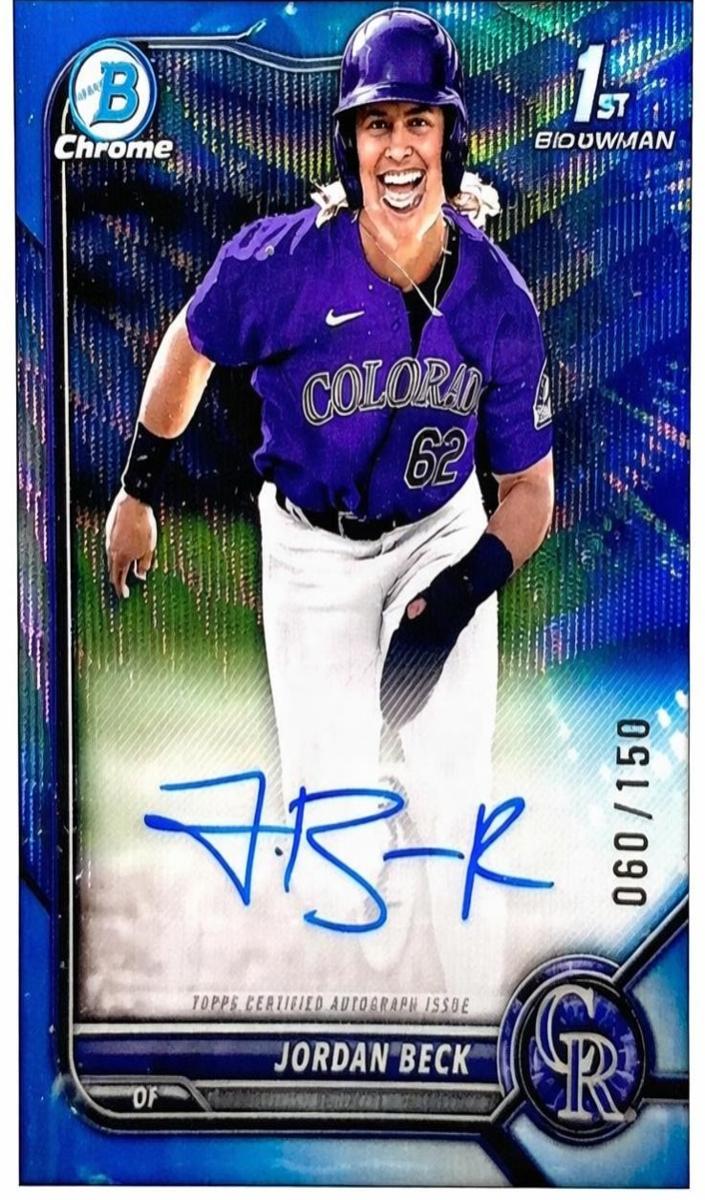 2022 Bowman Draft Baseball Blue Wave Jordan Beck #CDA-JBE