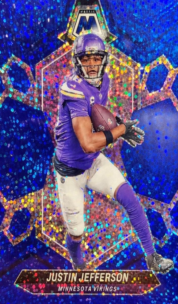 2024 Panini Mosaic Football Blue Sparkle Justin Jefferson #143 PSA 9