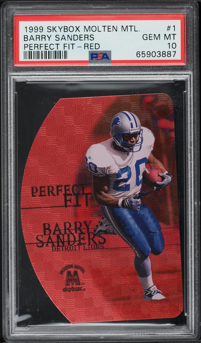 1999 SkyBox Molten Metal Football Red Barry Sanders #1 PSA 9