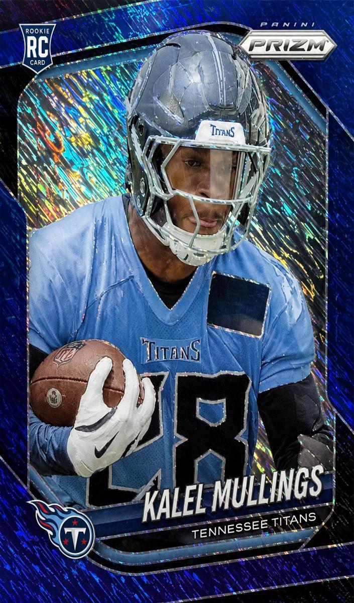 2025 Panini Prizm Football Blue Shimmer Kalel Mullings #385