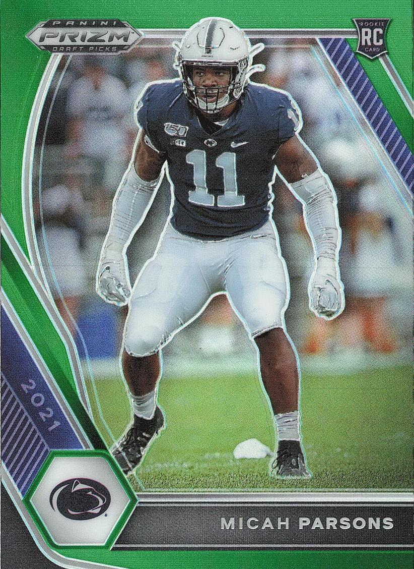 2021 Panini Prizm Draft Picks Football Green Micah Parsons #136 PSA 9