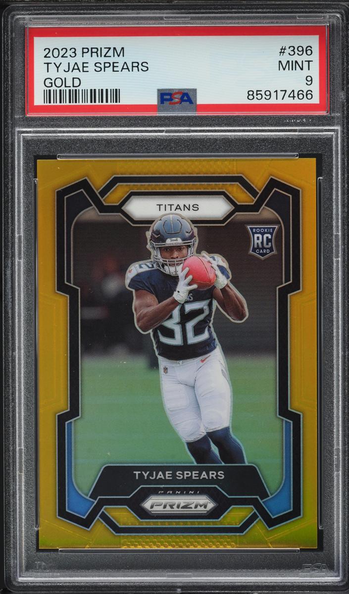 2023 Panini Prizm Football Gold Tyjae Spears #396 PSA 8.5