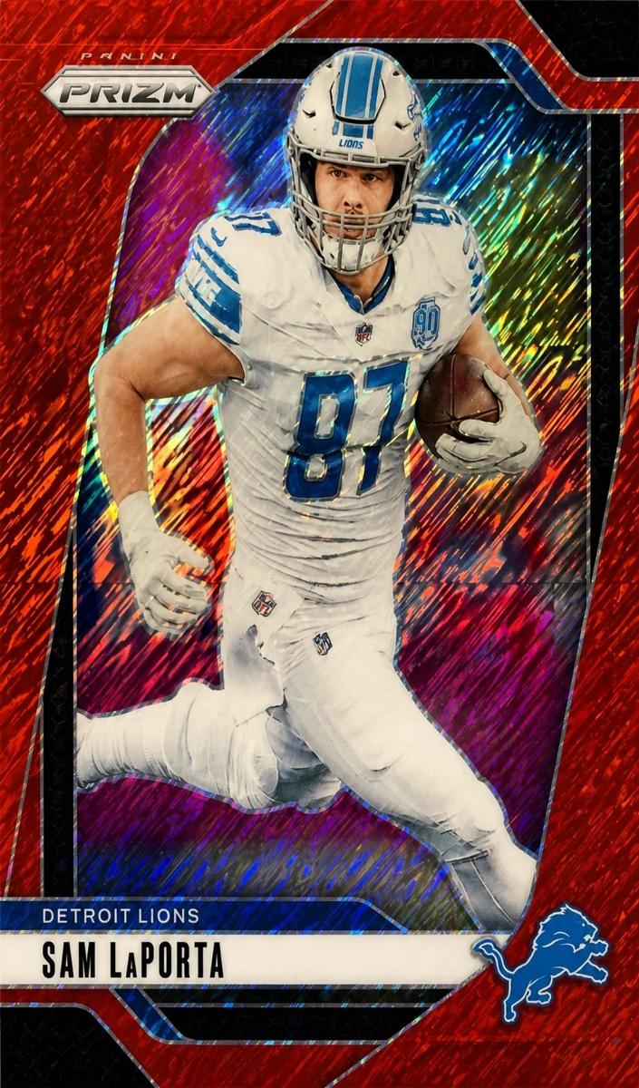 2024 Panini Prizm Football Red Shimmer Sam LaPorta #96 PSA 9