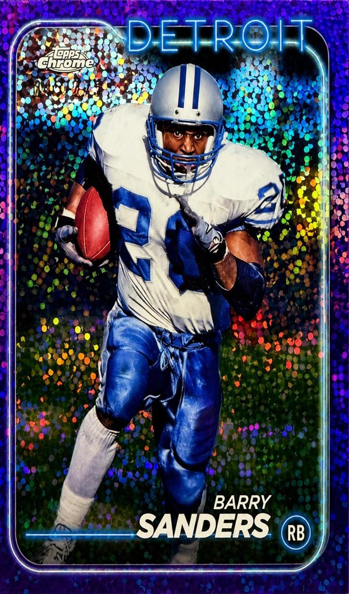 2024 Topps Chrome Football Purple Speckle Refractor Barry Sanders #67 PSA 10